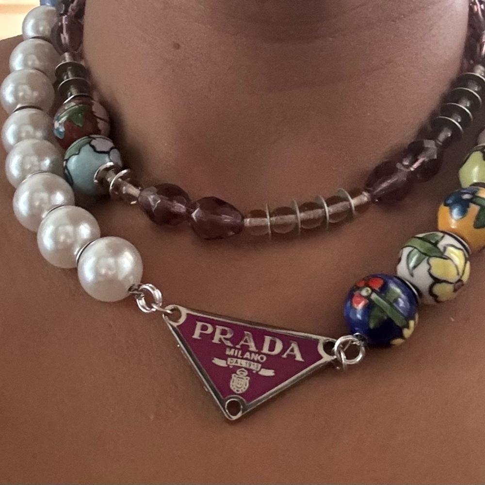 Purple and silver Layered Necklace